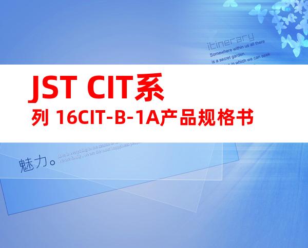 JST CIT系列 16CIT-B-1A产品规格书